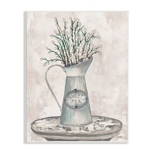 Stupell Industries Pussy Willow Botanicals Sweet Tea Country Jar Painting Wall Plaque